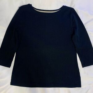 Women’s Talbots Classic Black Crewneck Three-Quarter Sleeve Top Size L